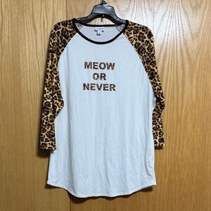 LuLaRoe Black and White Randy 3/4 sleeve Graphic T